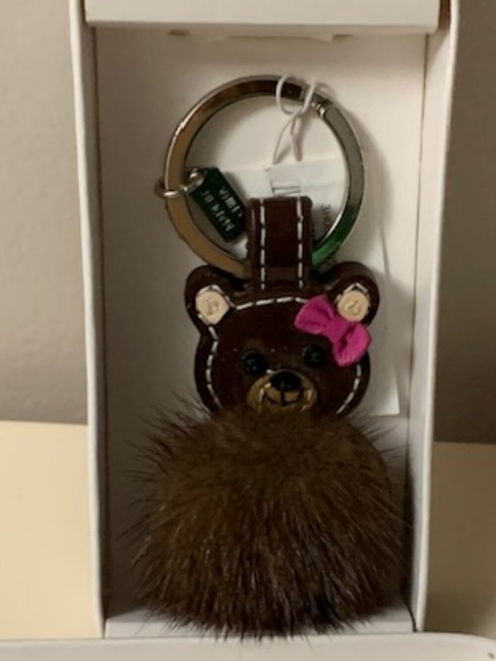 NIB Coach Mink teddy bear keychain